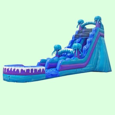 Equipo de entretenimiento de parque al aire libre 36 pies colorido tobogán de agua inflable con piscina