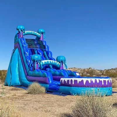 Equipo de entretenimiento de parque al aire libre 36 pies colorido tobogán de agua inflable con piscina