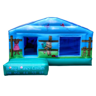 Trampolín de picnic para niños con castillo de salto inflable azul y fosa de pelota
