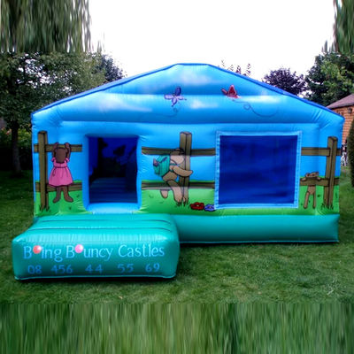 Trampolín de picnic para niños con castillo de salto inflable azul y fosa de pelota
