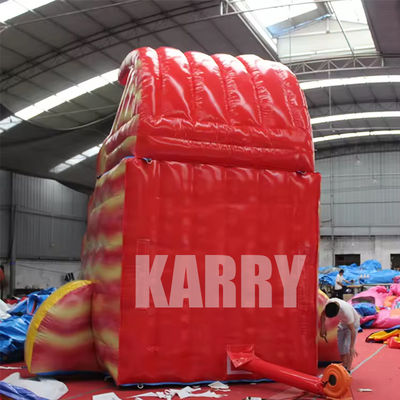 Colorido tobogán de agua comercial inflable y piscina para la diversión del parque acuático