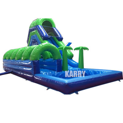 Alquiler de fiestas Negocios Deslizador de agua de palma inflable con piscina Deslizador largo