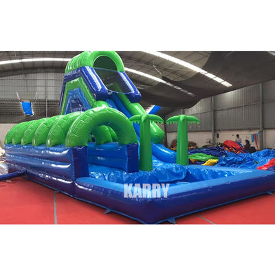 Alquiler de fiestas Negocios Deslizador de agua de palma inflable con piscina Deslizador largo
