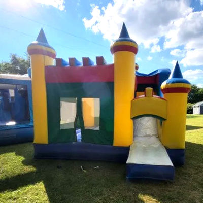 CE/EN71/EN14960 Certificado Casa de rebote de castillo inflable de bloques de colores con tobogán