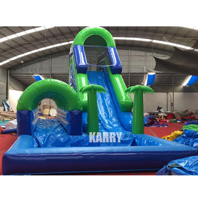Alquiler de fiestas Negocios Deslizador de agua de palma inflable con piscina Deslizador largo