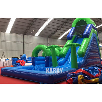 Alquiler de fiestas Negocios Deslizador de agua de palma inflable con piscina Deslizador largo