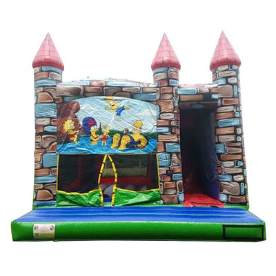 Blower Comercial Animación de dibujos animados de PVC Inflable Casa de tiradores con piscina de toboganes