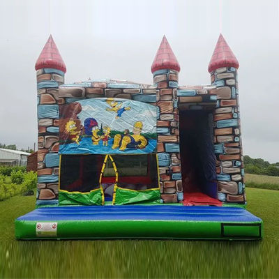 Blower Comercial Animación de dibujos animados de PVC Inflable Casa de tiradores con piscina de toboganes