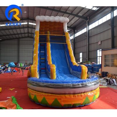 EN71/CE Certificado de grado comercial de deslizamiento de agua inflable amarillo para niños