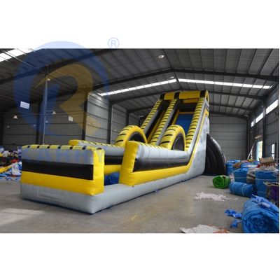 Parque acuático comercial inflable con tobogán extra largo y piscina combinada inflable