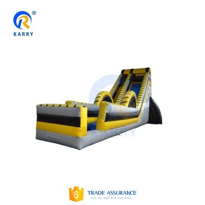 Parque acuático comercial inflable con tobogán extra largo y piscina combinada inflable