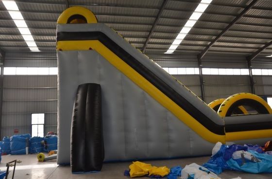 Parque acuático comercial inflable con tobogán extra largo y piscina combinada inflable