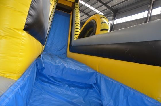 Parque acuático comercial inflable con tobogán extra largo y piscina combinada inflable