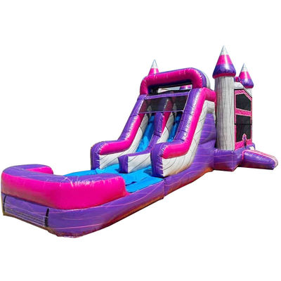 Acceptable Casa de salto inflable comercial púrpura con piscina de toboganes
