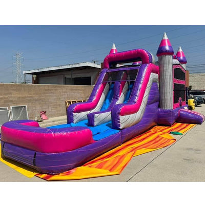 Acceptable Casa de salto inflable comercial púrpura con piscina de toboganes