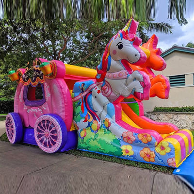 Vía de envío Sea Air Express Rainbow Unicorn Inflable Bouncy Bouncer con deslizador