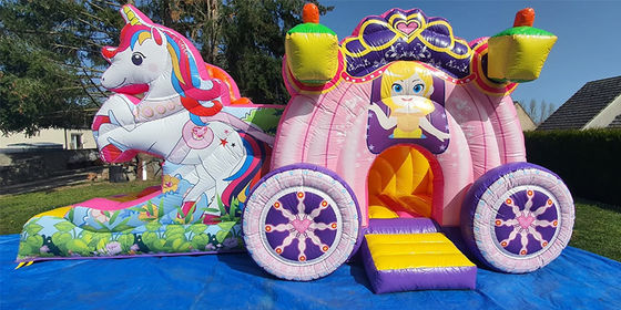 Vía de envío Sea Air Express Rainbow Unicorn Inflable Bouncy Bouncer con deslizador