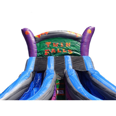 Gran tobogán de agua inflable con dos carriles de deslizamiento húmedo y 0,55 mm Plato PVC