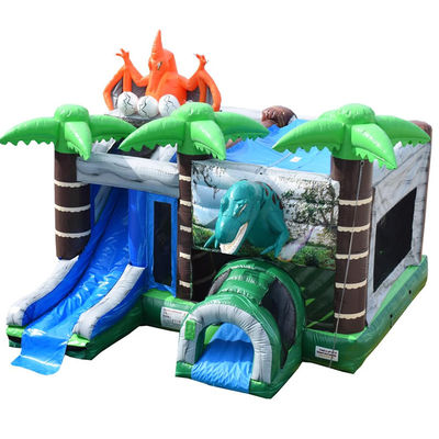 Jurassic Dinosaurs Park Inflable Joy Bounce House con tobogán y piscina desmontable de PVC