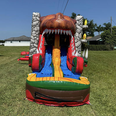 Alquiler de fiestas Es necesario personalizar Acceptado Jurassic Dinosaur Tema Comercial PVC Inflable Casa de rebote con tobogán