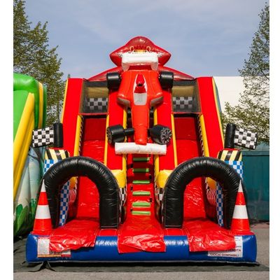 Deslizador de salto inflable para niños de grado comercial al aire libre con diseño de coche rojo genial