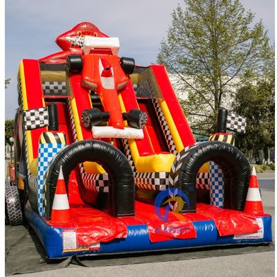 Deslizador de salto inflable para niños de grado comercial al aire libre con diseño de coche rojo genial