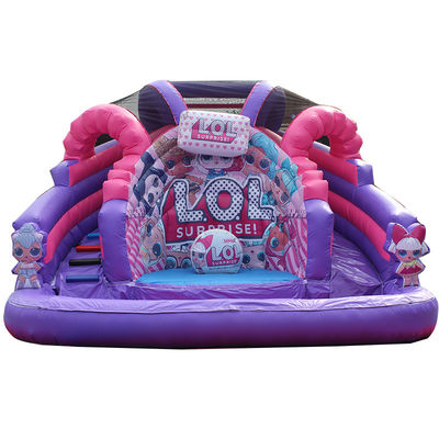 Unisex Residencial Inflatable Cartoon LOL Slide de agua húmeda/seca con piscina y castillo