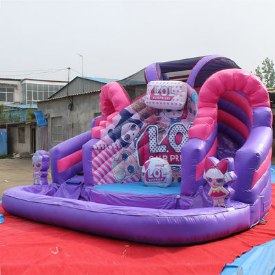 Unisex Residencial Inflatable Cartoon LOL Slide de agua húmeda/seca con piscina y castillo