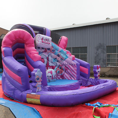 Unisex Residencial Inflatable Cartoon LOL Slide de agua húmeda/seca con piscina y castillo