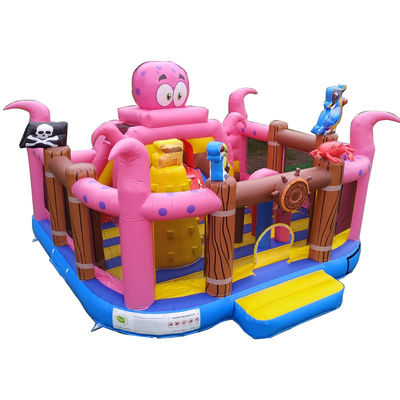 Castillo Pulpo Barco pirata inflable Ciudad divertida Castillos saltadores con salto de seguridad