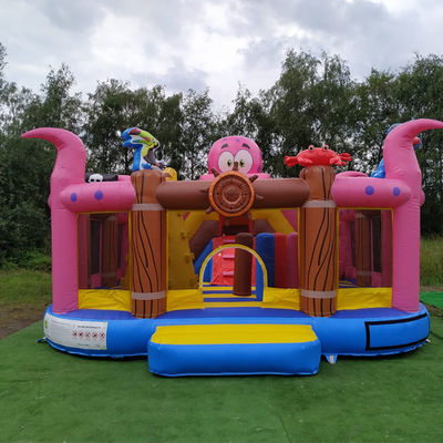 Castillo Pulpo Barco pirata inflable Ciudad divertida Castillos saltadores con salto de seguridad