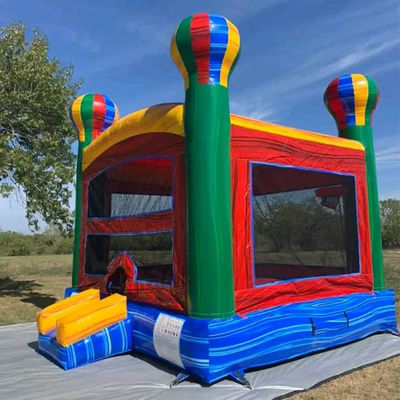CE/EN71/EN14960 Certificado Arco iris hinchable globo aerostático de rebote Casa castillo para niños