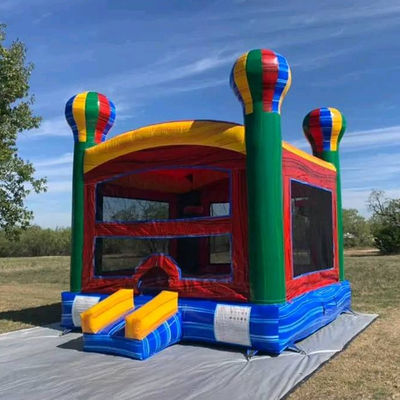 CE/EN71/EN14960 Certificado Arco iris hinchable globo aerostático de rebote Casa castillo para niños