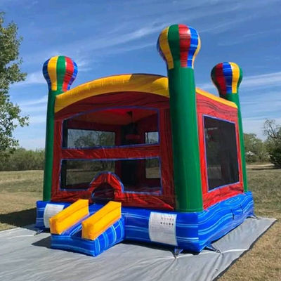CE/EN71/EN14960 Certificado Arco iris hinchable globo aerostático de rebote Casa castillo para niños