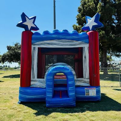 Logotipo del cliente Cama de niño de PVC Estrella azul Casa de salto inflable Castillo de salto en alquiler