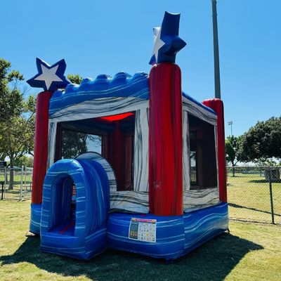 Logotipo del cliente Cama de niño de PVC Estrella azul Casa de salto inflable Castillo de salto en alquiler