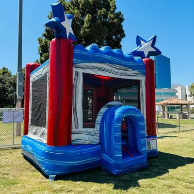 Logotipo del cliente Cama de niño de PVC Estrella azul Casa de salto inflable Castillo de salto en alquiler