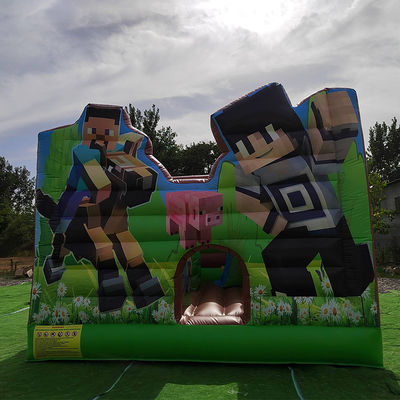 CE EN14960 Certificado Combo Inflatable Slide de Castillo para alquiler de fiestas Tema Minecraft