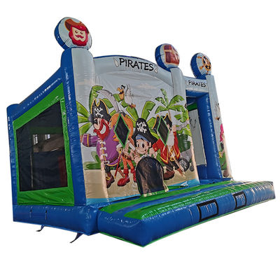 Color personalizado Temática pirata de PVC comercial Inflable Castillo rebobinado con tobogán seco