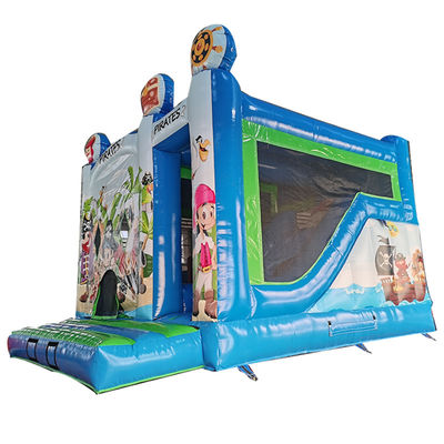 Color personalizado Temática pirata de PVC comercial Inflable Castillo rebobinado con tobogán seco