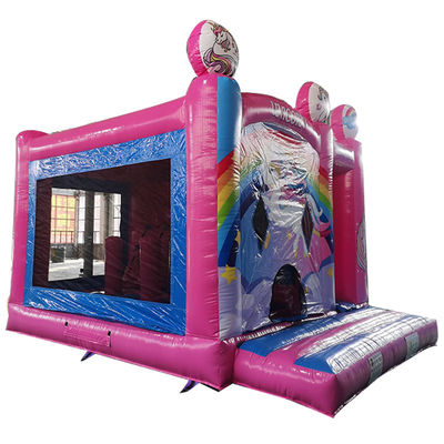 Juguetes inflables para niños Fiesta del castillo saltando tema de unicornio del arco iris con tobogán seco