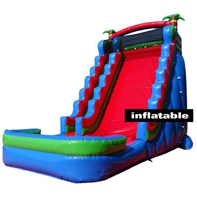 Entretenimiento familiar garantizado patio trasero tobogán de agua inflable con piscina de agua y tobogán ancho
