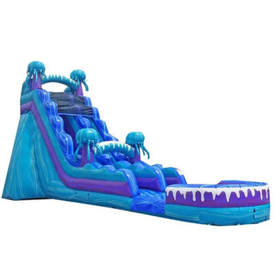 Grado comercial 36ft tobogán de agua inflable con piscina de agua patrón de medusa oceánica