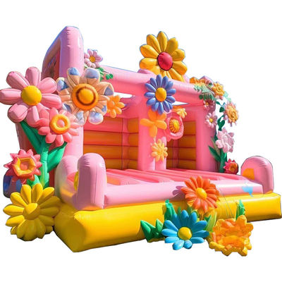 PORTABLE Atractiva boda Trampolines inflables 2024 Castillo con flores decorativas