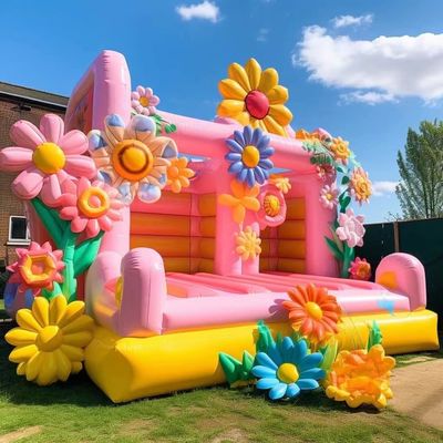 PORTABLE Atractiva boda Trampolines inflables 2024 Castillo con flores decorativas
