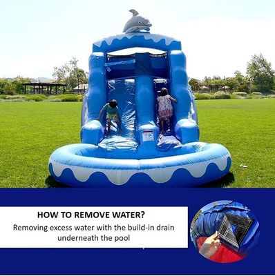 Balena Gris Inflables tobogán de agua con piscina de agua del Océano Azul y soplador incluido