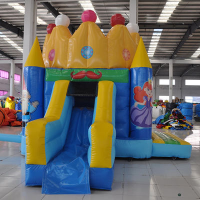 Fiesta de cumpleaños de la princesa Castillo inflable con tobogán y lonas de PVC de 0,55 mm