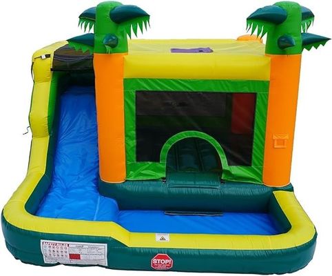 Casa de rebote de agua de PVC tropical inflable Piscina tobogán de agua Capacidad máxima 100-500 kg