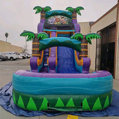 Castillo inflables de bosque lluvioso con tobogán y piscina de agua Combinación de castillo inflables