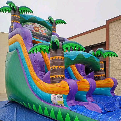 Castillo inflables de bosque lluvioso con tobogán y piscina de agua Combinación de castillo inflables